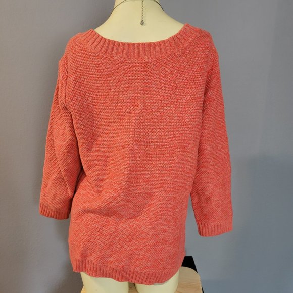 Ann Taylor Coral & Tan Heavy Cardigan - Picture 3 of 5